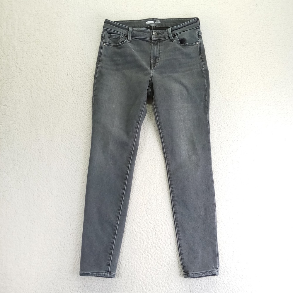 Old Navy Rockstar Super Skinny Built-In Warm Gray Jeans Women 6 Charcoal Stretch